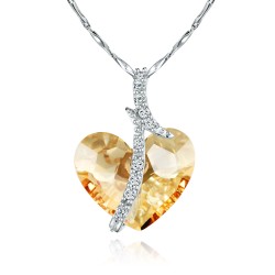 Monemel Honey Colour Swarovski Heart Shape silver Necklace